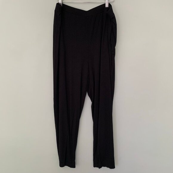 Eileen Fisher black XL pull on elastic waist casual career dress pants w pockets - Picture 1 of 11